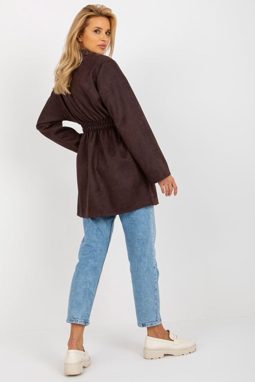 Elastse vöökohaga tumepruun jakkmantel