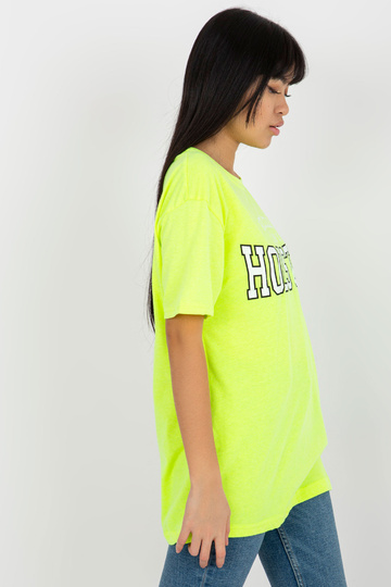 Fluo kollane lahtine naiste T-särk