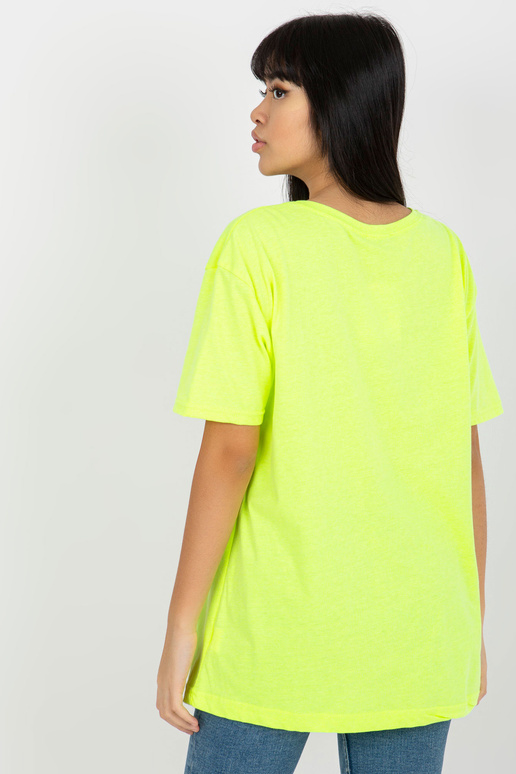 Fluo kollane lahtine naiste T-särk