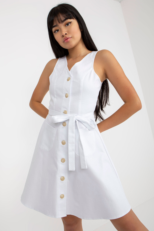 Valge laienev nööpidega teksakleit