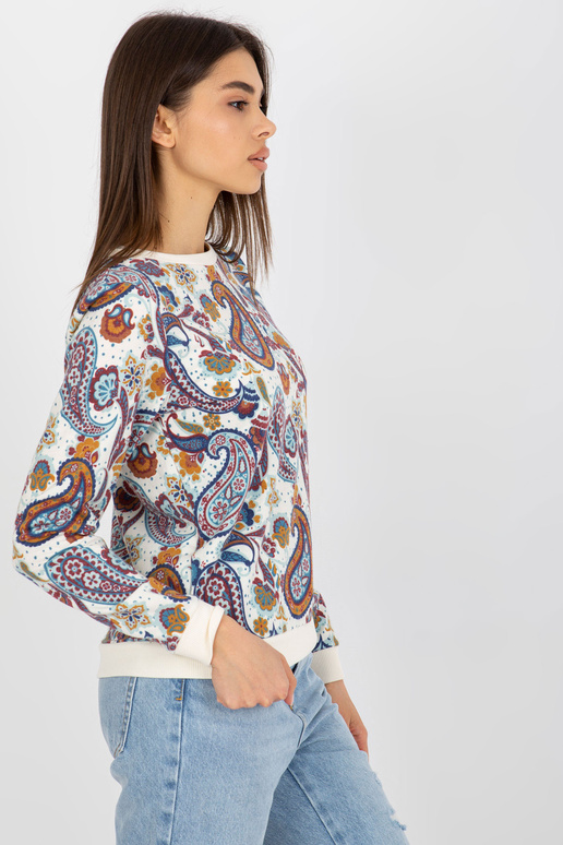 Ecru-sinise mustriga ümara kaelusega...