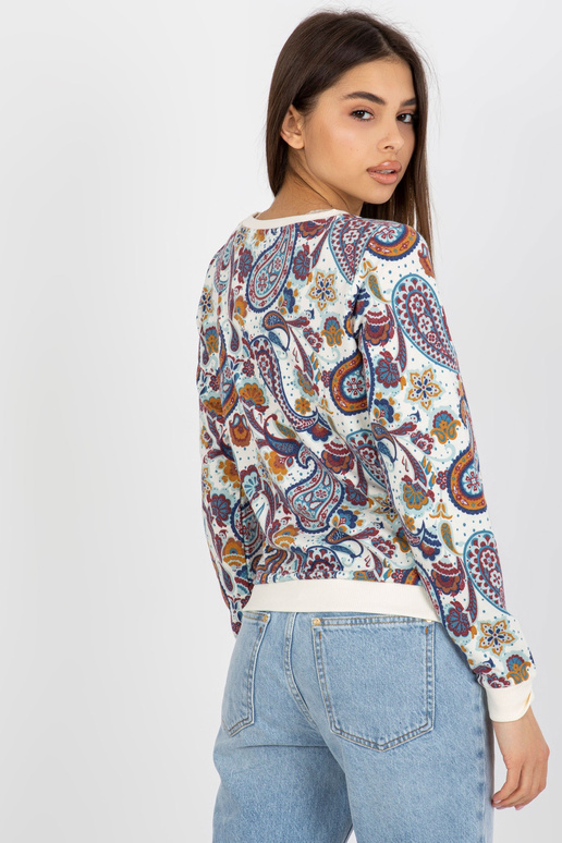 Ecru-sinise mustriga ümara kaelusega...