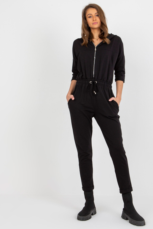 Must dressipluus pükste ja kapuutsiga