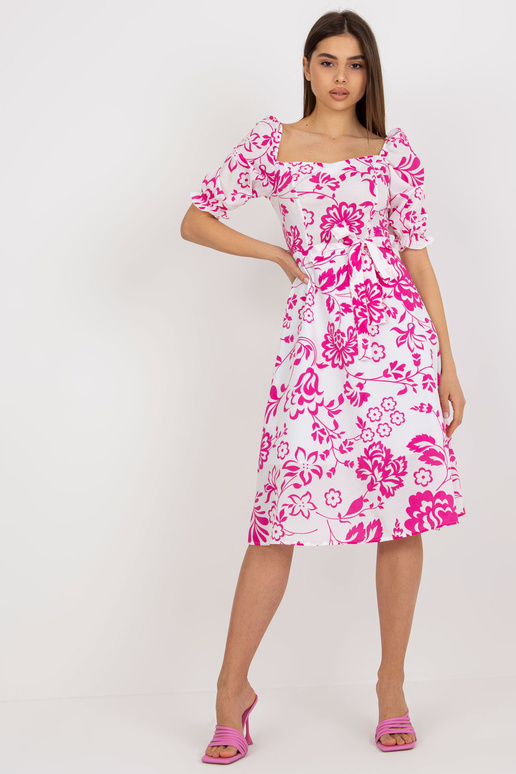 Valge ja fuksia värvi laienev kleit...