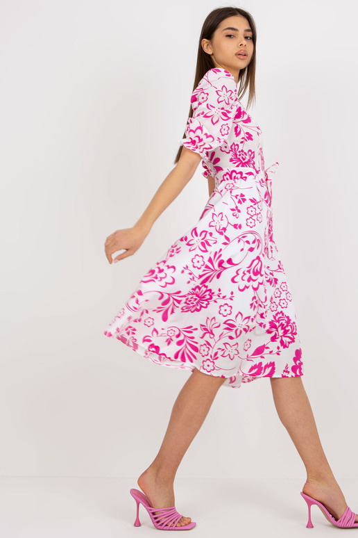 Valge ja fuksia värvi laienev kleit...