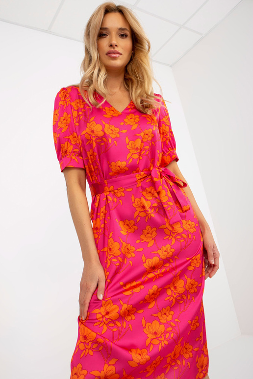 Fuksia-oranži lilleline kokteilikleit...