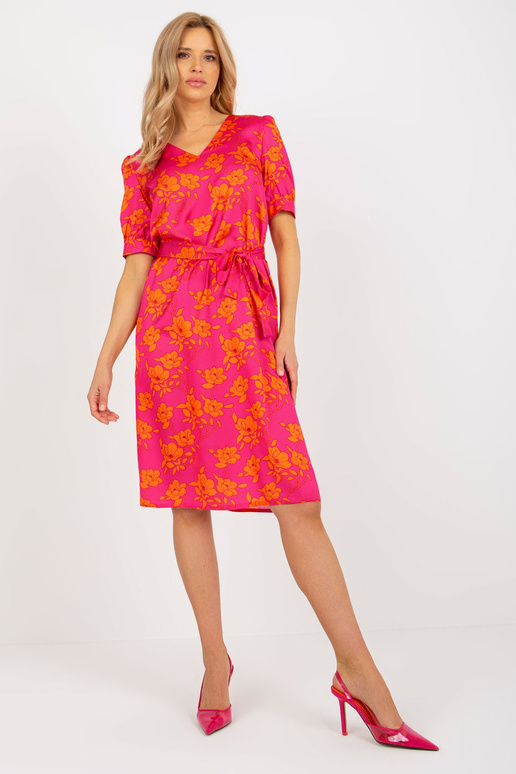 Fuksia-oranži lilleline kokteilikleit...