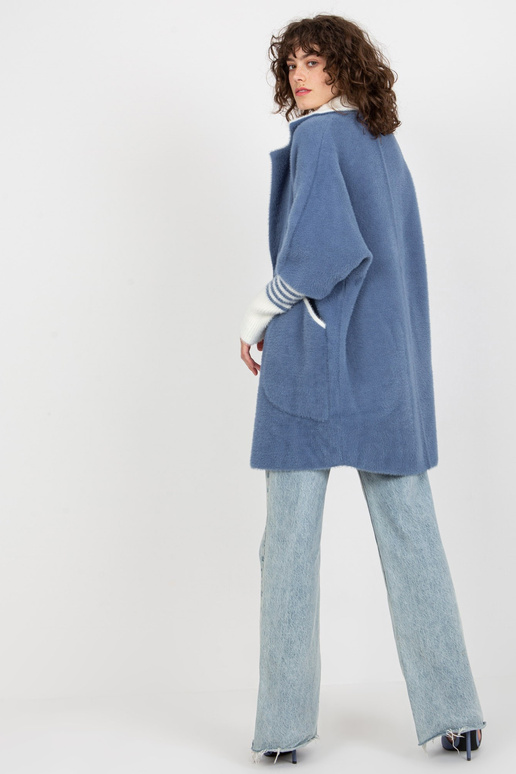 Tumesinine taskutega naiste alpakamantel