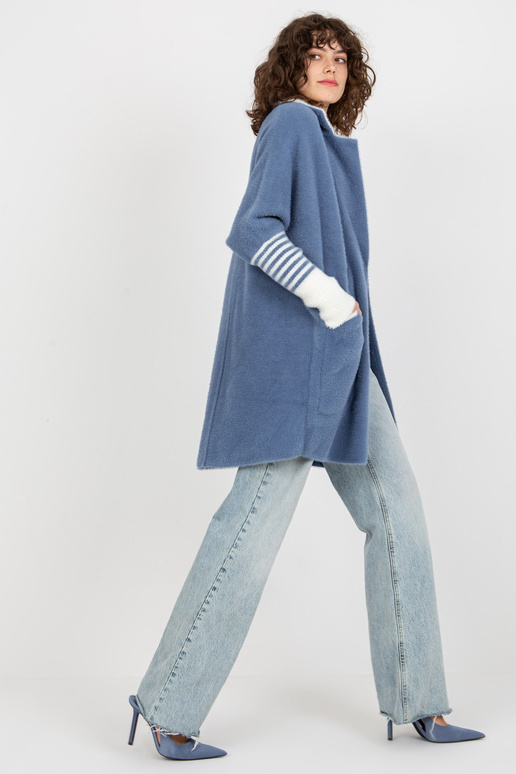 Tumesinine taskutega naiste alpakamantel