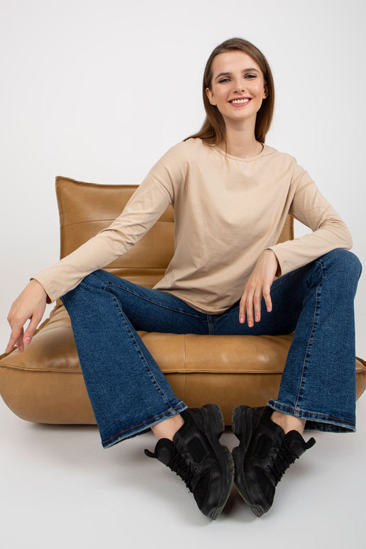 Beež puuvillane pikkade varrukatega...