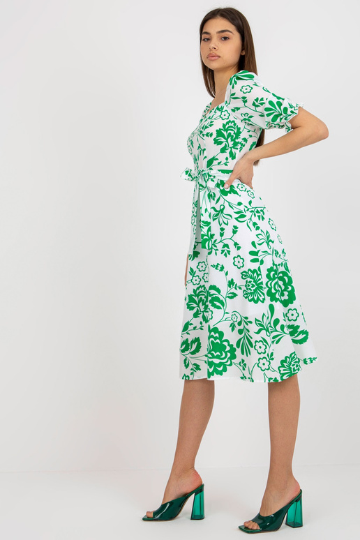 Valge ja roheline midikleit trükise...