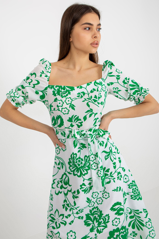 Valge ja roheline midikleit trükise...