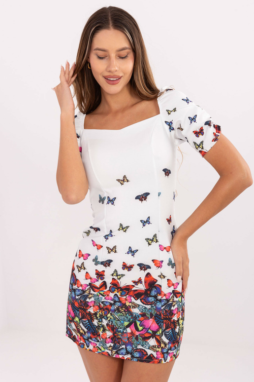 Valge mini kokteilikleit trükiga