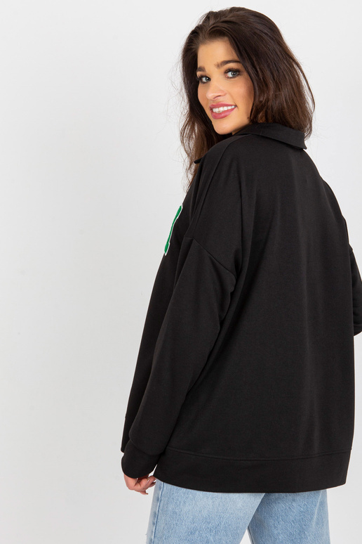 Must Oversize puuvillane kaelusega pluus