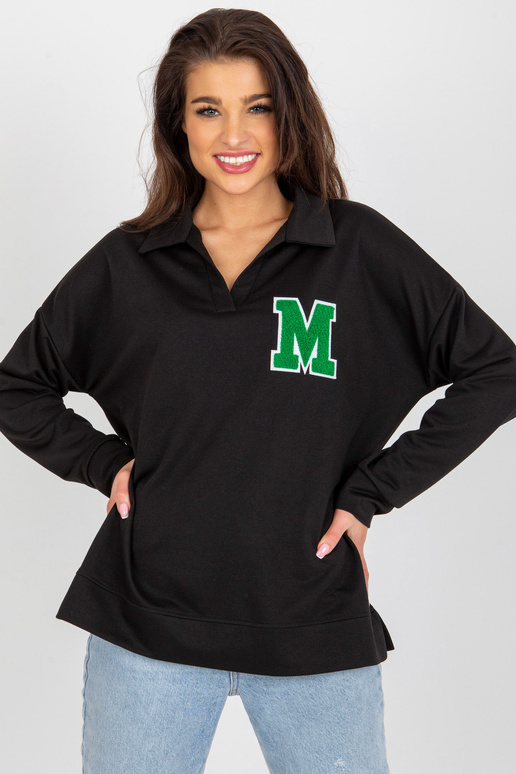 Must Oversize puuvillane kaelusega pluus