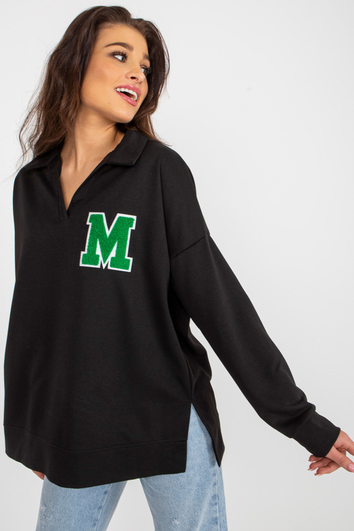 Must Oversize puuvillane kaelusega pluus