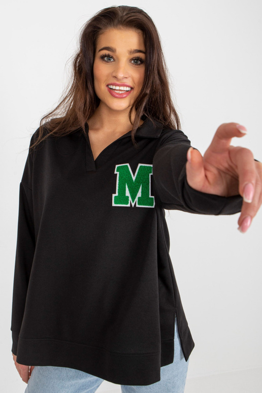 Must Oversize puuvillane kaelusega pluus