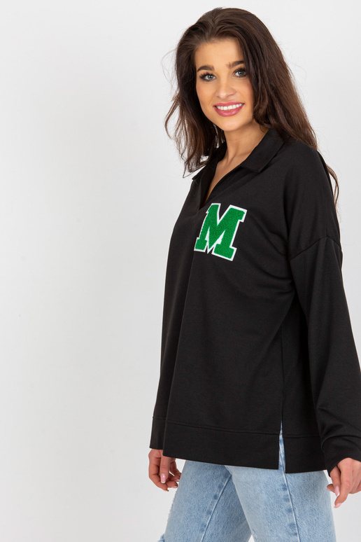 Must Oversize puuvillane kaelusega pluus