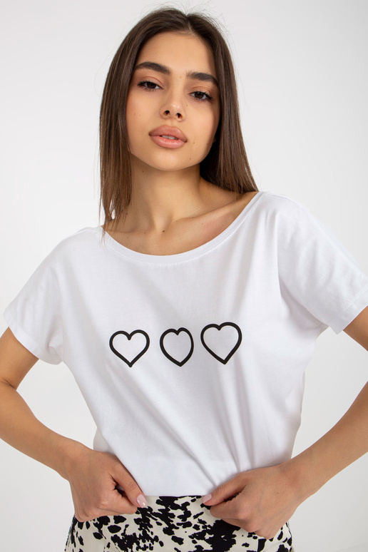 Valge ja must avar T-särk trükiga...