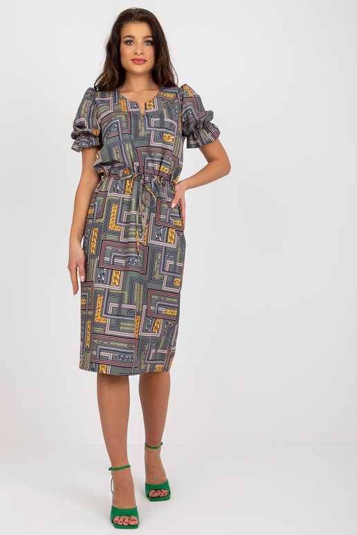 Khakivärvi midikleit prindi ja puhvis...