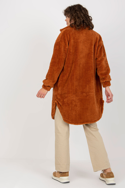 Helepruun pikk karvane taskutega särk...