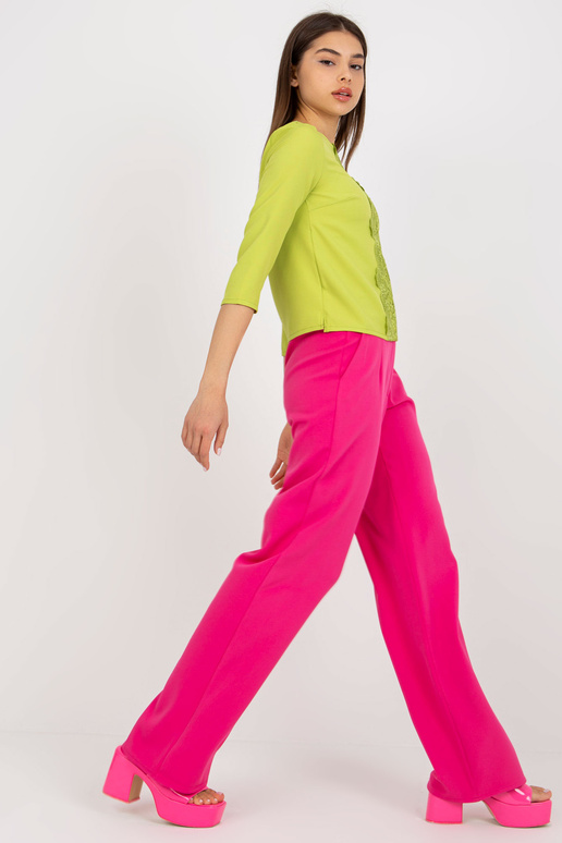 Laimivärvi ümara kaelusega pidulik pluus