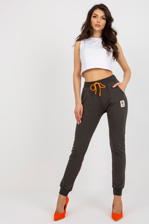 Khaki värvi naiste dressipüksid köitega