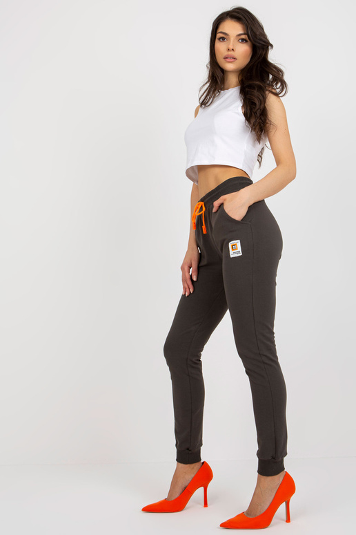 Khaki värvi naiste dressipüksid köitega