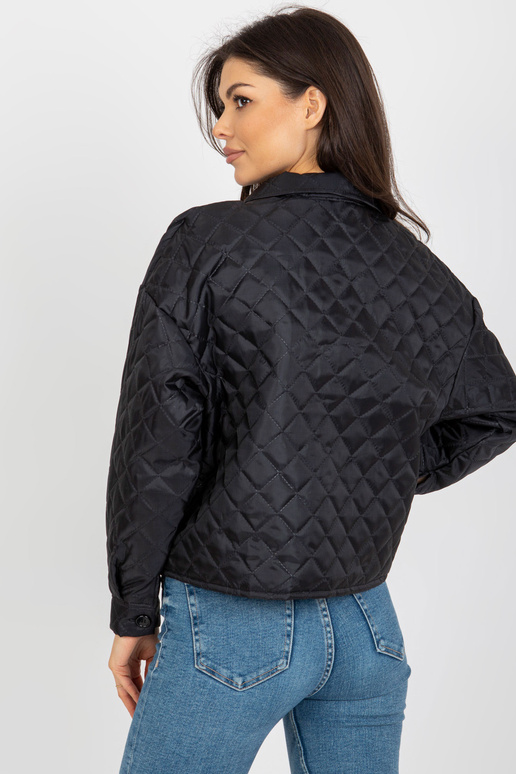 Must üleminekuaegne tepitud jakk kraega