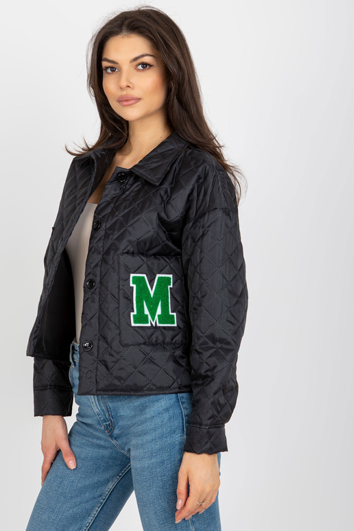 Must üleminekuaegne tepitud jakk kraega