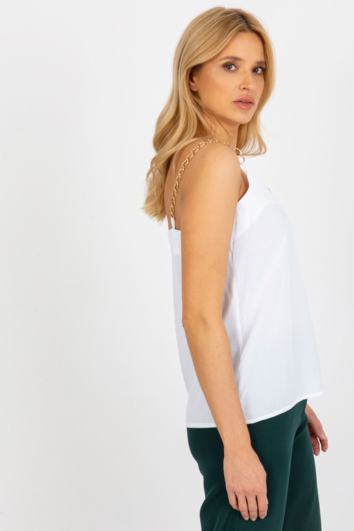 Valge viskoosist rihmaga top koos ketiga