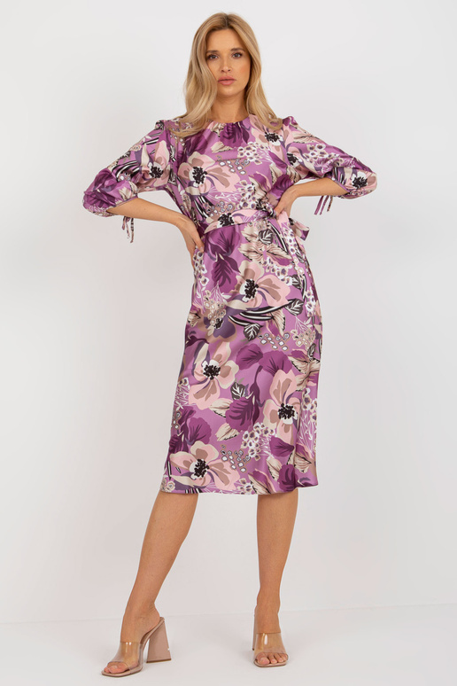 Lilla 3/4 varrukatega lilleline Midi...