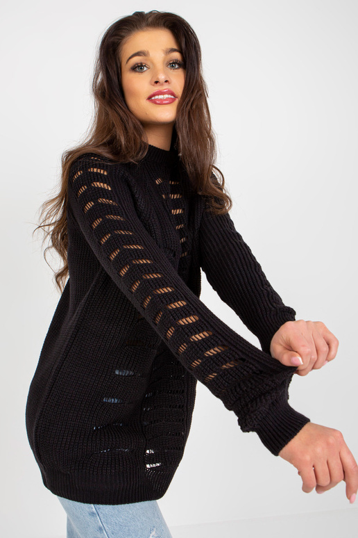 Must ažuurne villane oversize kampsun