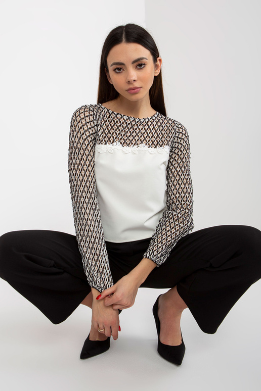 Ecru-must naiste pidulik pitspluus