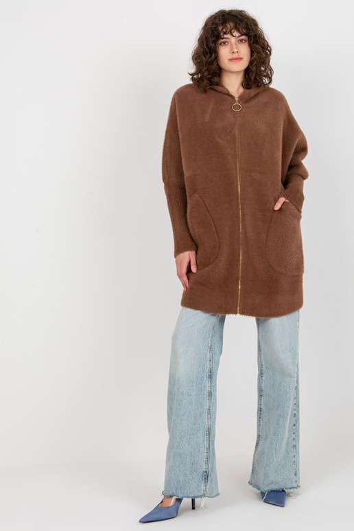 Pruun naiste alpaka mantel lukuga