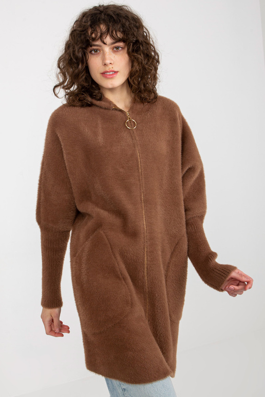 Pruun naiste alpaka mantel lukuga
