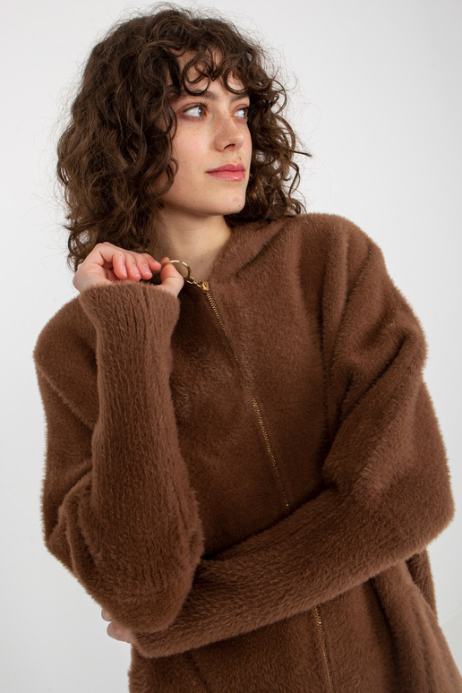 Pruun naiste alpaka mantel lukuga
