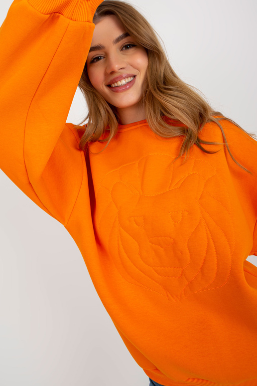 Oranž tikandiga kapuutsita dressipluus