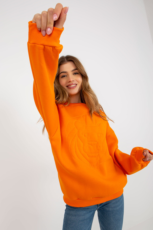 Oranž tikandiga kapuutsita dressipluus