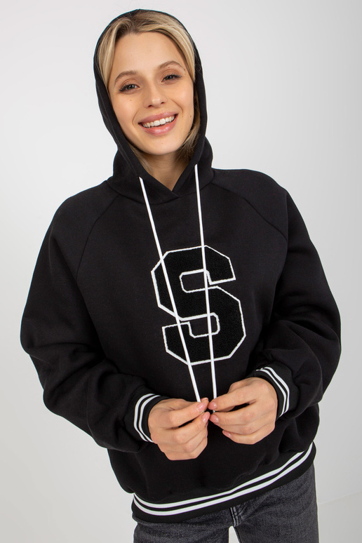 Must puuvillane naiste kapuuts