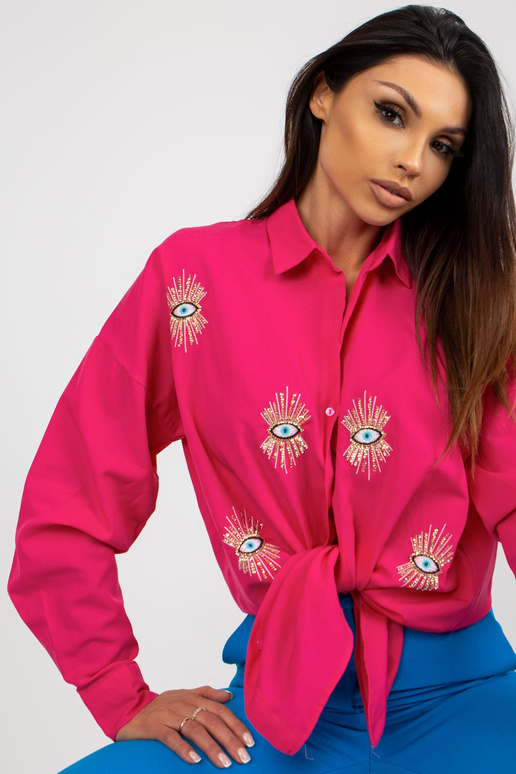 Fuksia värvi ülisuur kaelusega...