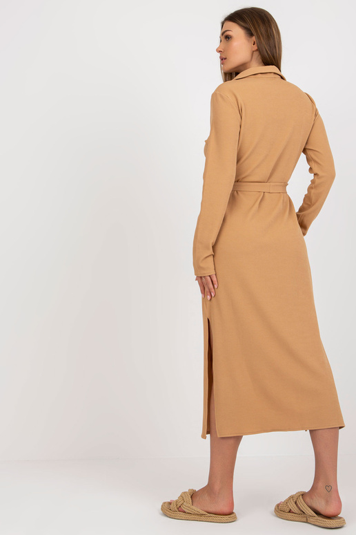 Camel Midi Stripe kleit vööga