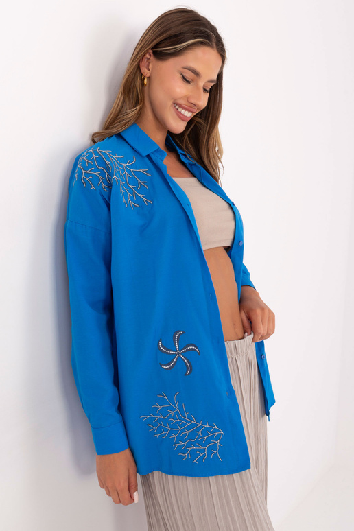 Sinine ülisuur nööbiga särk