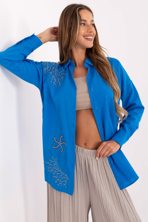 Sinine ülisuur nööbiga särk