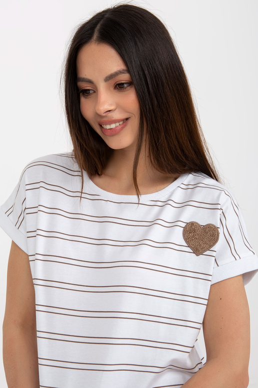 Valge ja pruuni triibuline lühikeste...