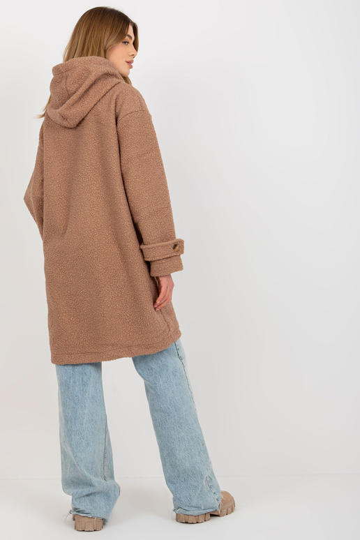 Tumebeež plush kapuutsiga naiste mantel Tumebeež plush kapuutsiga naiste mantel