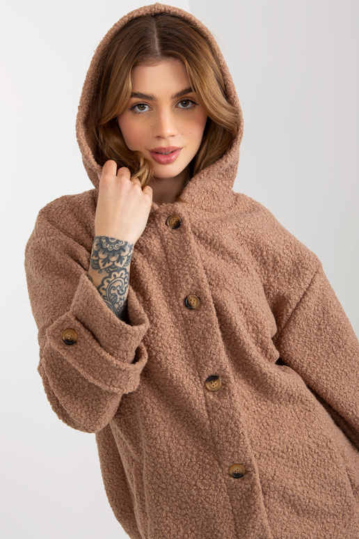 Tumebeež plush kapuutsiga naiste mantel Tumebeež plush kapuutsiga naiste mantel