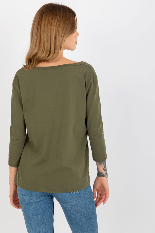 Khaki puuvillane põhiline V-kaelusega...