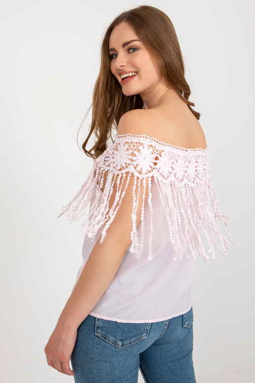 Heleroosa naiste hispaania pluus pitsiga