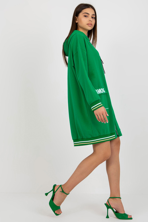 Roheline pika kapuutsiga kampsun